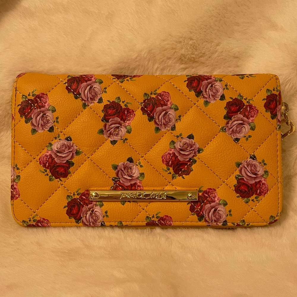 Mustard rose Betsy Johnson wallet